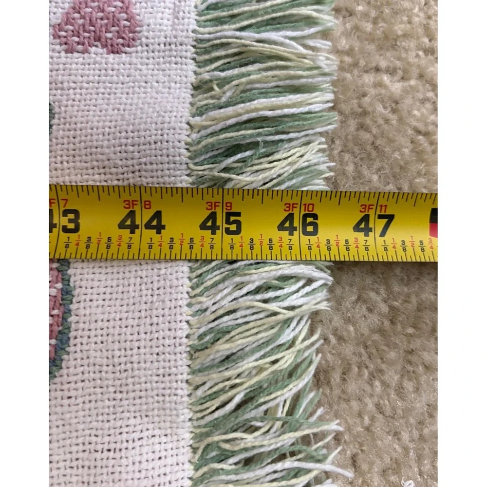 Vintage Goose Girl Woven Tapestry‎ Throw Blanket Cottagecore Storybook  65x48